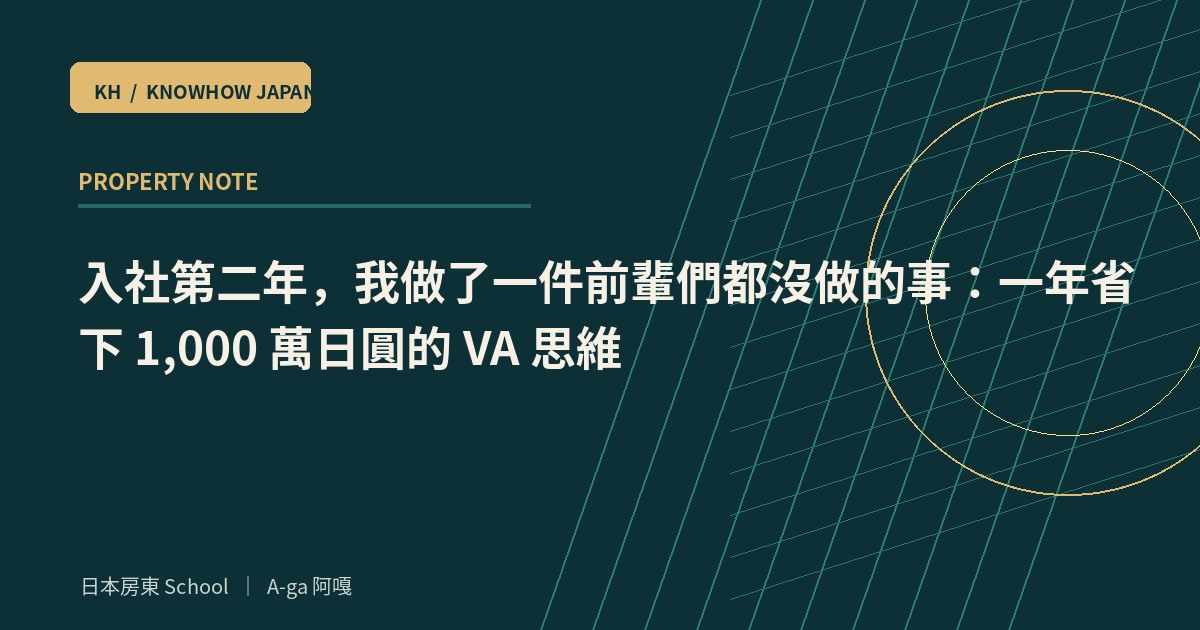 入社第二年，我做了一件前輩們都沒做的事：一年省下 1,000 萬日圓的 VA 思維